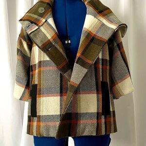 Olive Cream and Pumpkin Plaid Women's Jacket